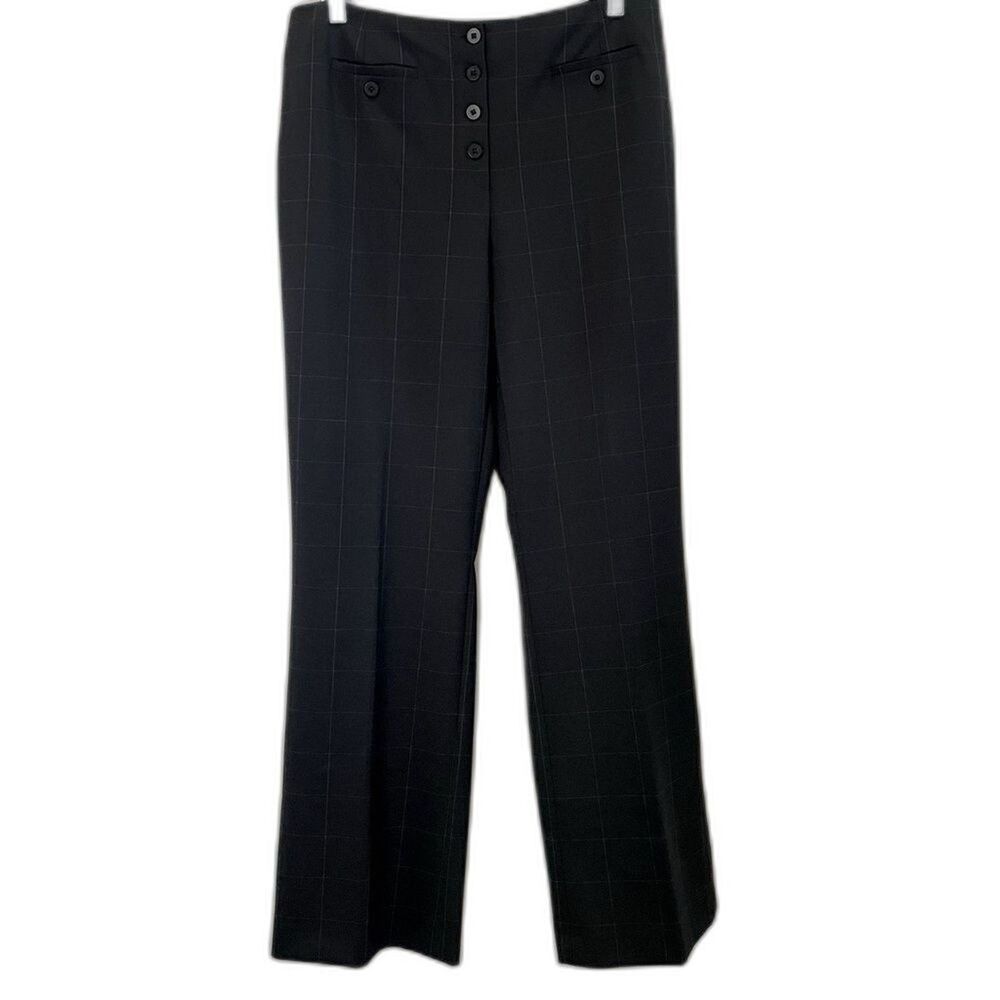 Talbots Collection Petites Navy check Plaid Trousers Stretch Career Teacher-10p
